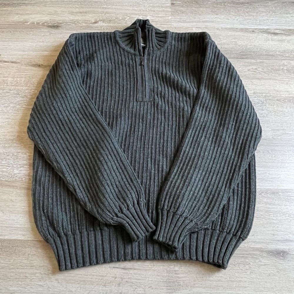 Barbour D1760 Boatman Sweater Men's XXL New Pure Wool Ribbed 1/4 Zip Scotland